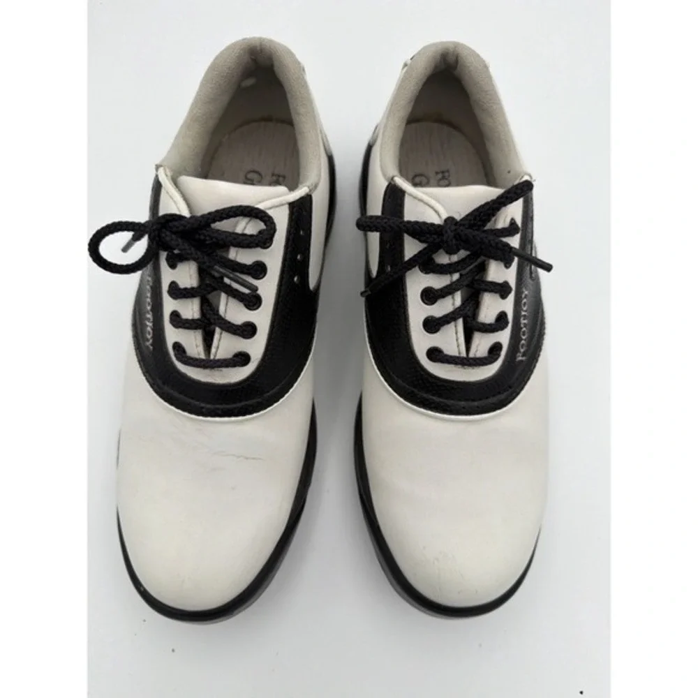 FootJoy‎ GreenJoys Golf Shoes Women's 7  White Black Saddle Soft Spike     1624